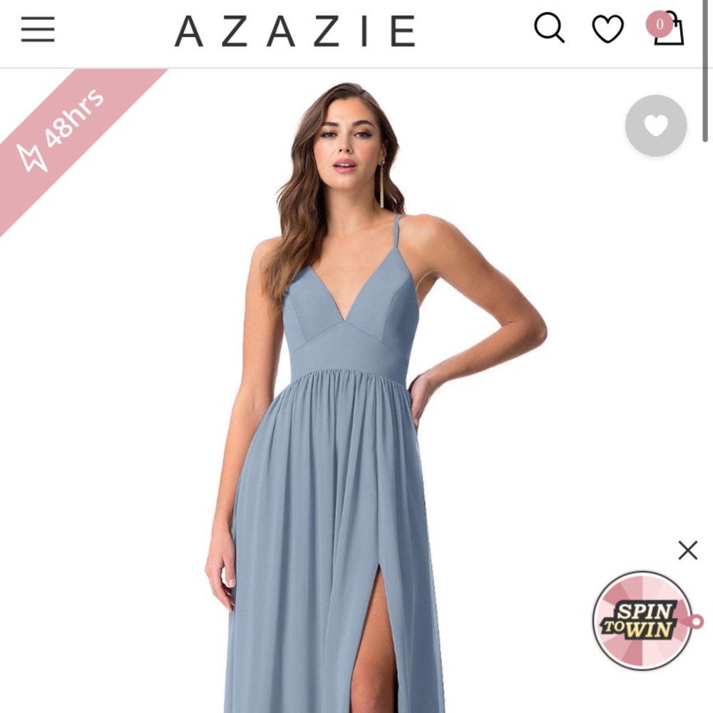 Azazie Aaida chiffon dusty blue bridesmaid dress
